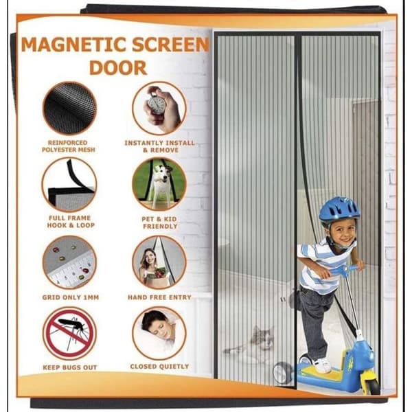 Magnetic mosquito net 70x200cm, powerful magnets, automatic closing, no drilling required, pure grey