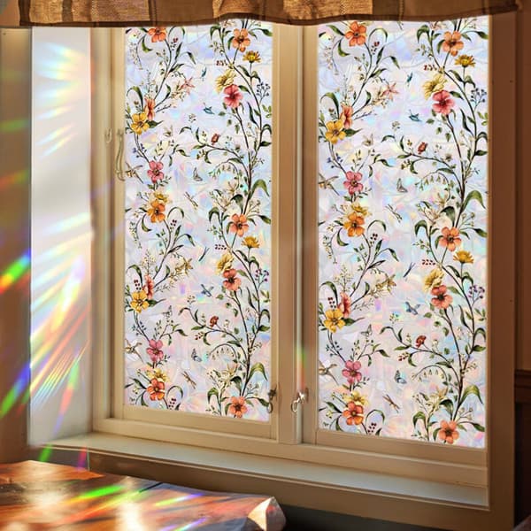Decorative window film, floral pattern, 40 x 110 cm