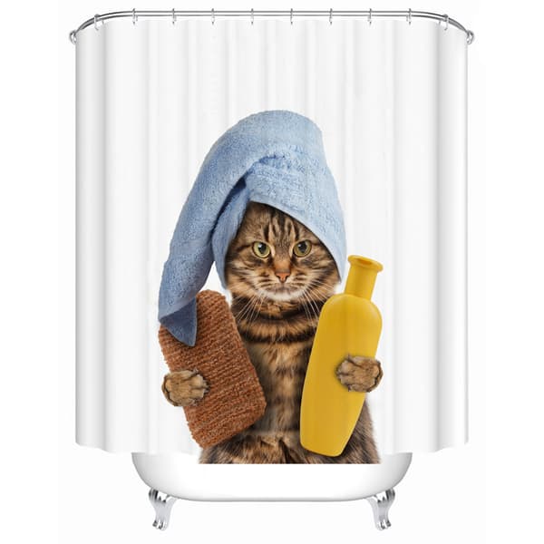 1 stk søt katt dusjforheng polyester badeforheng vanntett, Mi