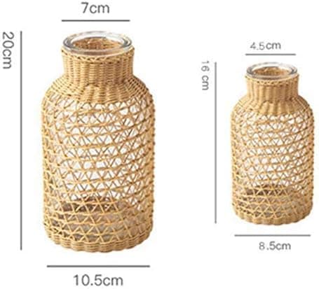 Glass vase with seagrass lid for window decoration