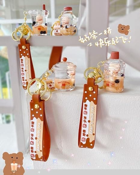 Söpö Bubble Tea Avaimenperä Boba Karhu Avaimenperä Riipus Nukke Tytölle