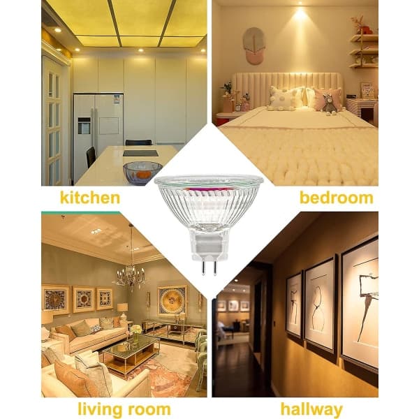 MR16 Spotlight Bulb, 12V 20W Light Bulb, GU5.3 Dimmable MR16 Light Bulb, 2-Pin Halogen Bulb Warm White 2700k 6-Pack