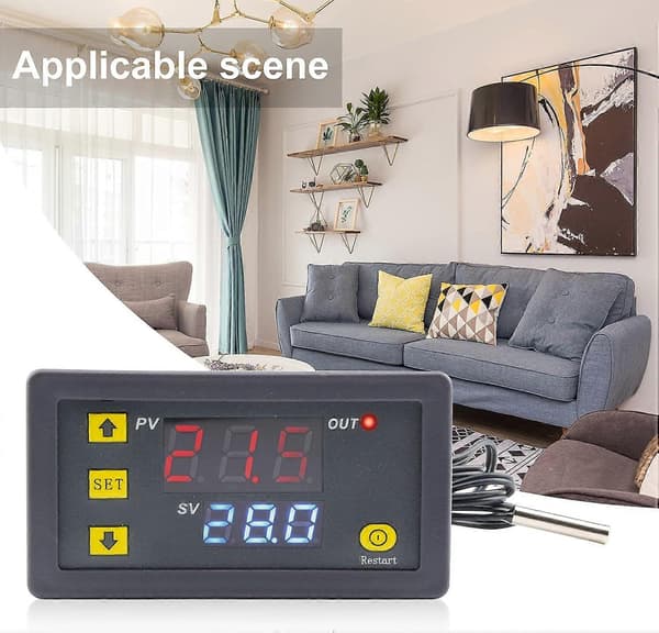 W3230 20A 12V Digital Termostat, Digital Temperaturkontroller, Varme Kjøling Kontroll, Termometerinstrument