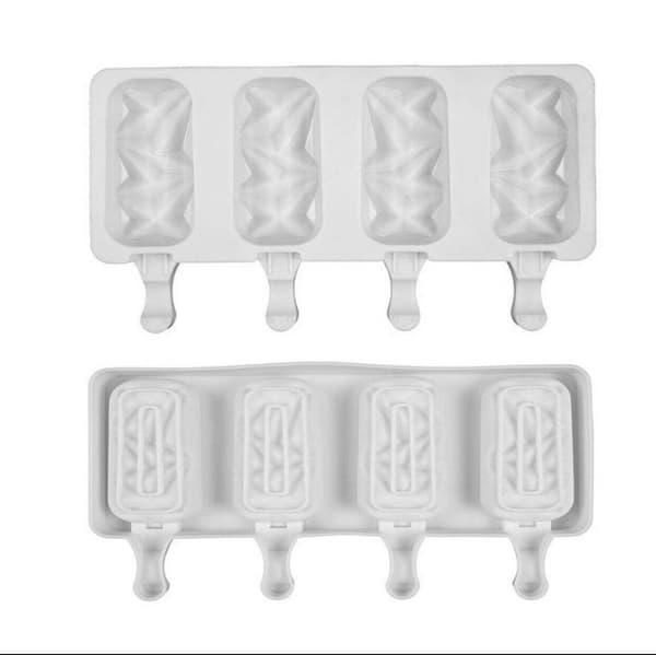 Isform Cakesicles Silikoneform Geometrisk Mini + 5 stk ispinde Vit white
