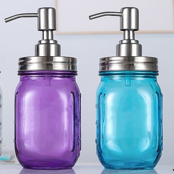 Flydende Sæbe Dispenser til Mason Jar, Holdbart Premium Rustfrit Stål Justerbart Pumpe Rør Låg, Alsidig Flydende Dispenser til Håndsæbe Lotion og