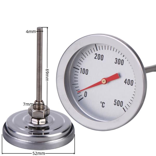 1 stk BBQ Ovn Termometer i Rustfrit Stål Bimetallisk 0-500°C