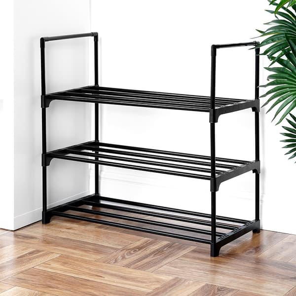 Skostativ metall svart 3-plan 57x28x55 cm