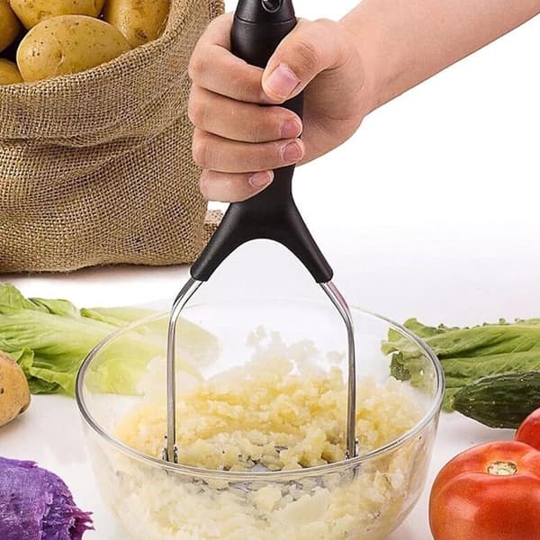 Kartoffelmoser, Madkværn, Rustfrit Stål Non-Stick, 29.5cm, Sort