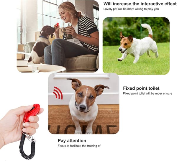 Clicker til hunde [4-pak], clicker med elastisk rem og stor knap