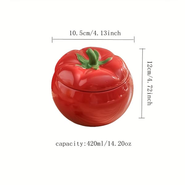 Tomato-shaped ceramic spice jar with lid for salt, sugar, and spices
