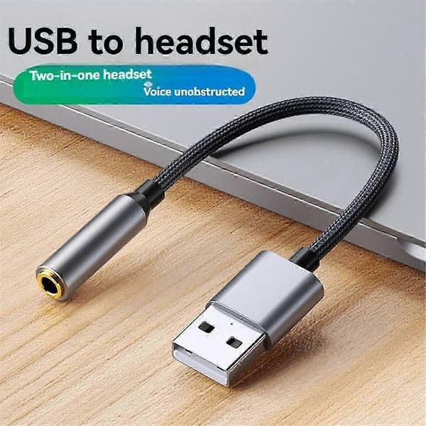 USB til 3,5 mm Jack Lydadapter USB til Lydjack Adapter Headset USB A til 3,5 mm Hun Ekstern St