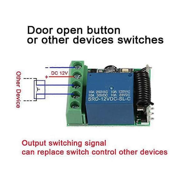 DC 12V 1-kanals RF-relémodul trådløs brytermottaker + 2 fjernkontroller