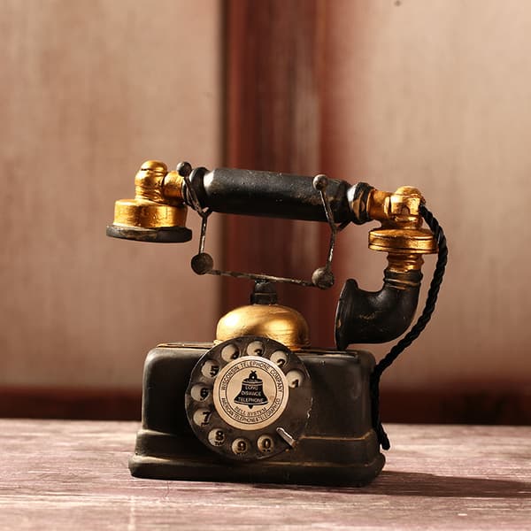 1 stk. retrotelefon-statue i harpiks, 16 cm, vintage