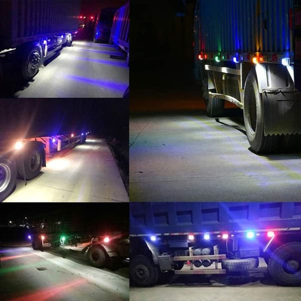 10 stk Røde Sidemarkeringslys 24V 3,9'' 9 LED for Lastebil, Tilhenger, Front og Bak, IP67 Vanntett