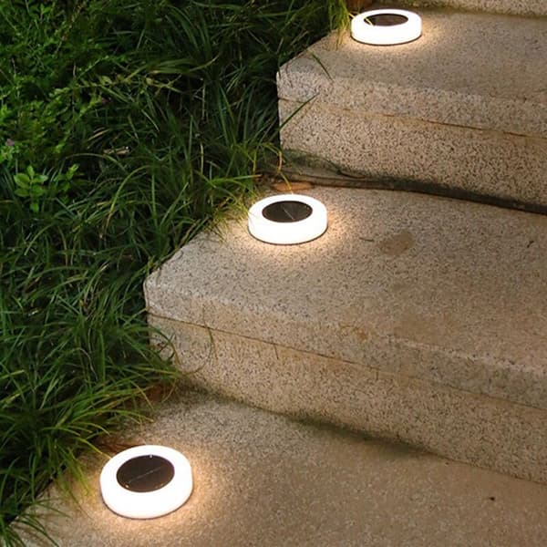 4 stk. serie solcellelamper for bakken, utendørs solcellelamper, IP65 vanntett oppgradert LED hagesolcellelamper (varmt lys)