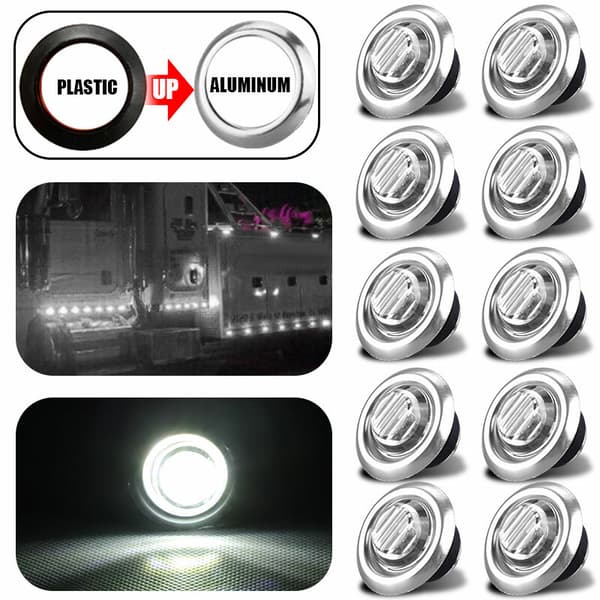 10X 3/4\" 12V Markeringslys LED Lastbil Trailer RV Rund Side Bullet
