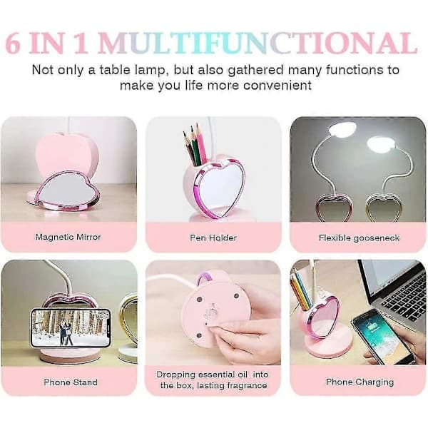 Dimmable LED Desk Lamp with USB Charging and Pen Holder for Children's Room