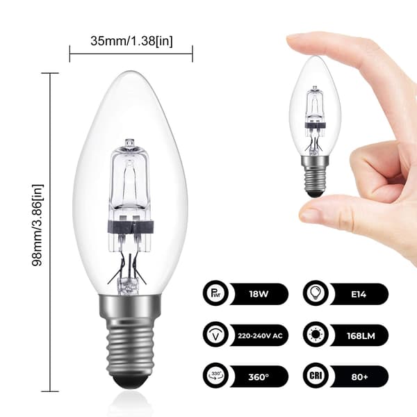10-pack E14 18W dimbara halogenlampor varmvit 2700K C35 Edison-skruv