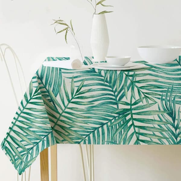 Green Plant Tablecloth Linen Tablecloth Easy Care Table Fabric Table Runner Angled Many Sizes Color Selectable 100×140cm Leaf-A