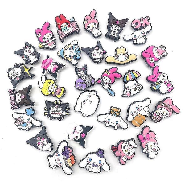 30 Sanrio-serie Crocs-tilbehør, tilpassede DIY hagesko-spennetilbehør