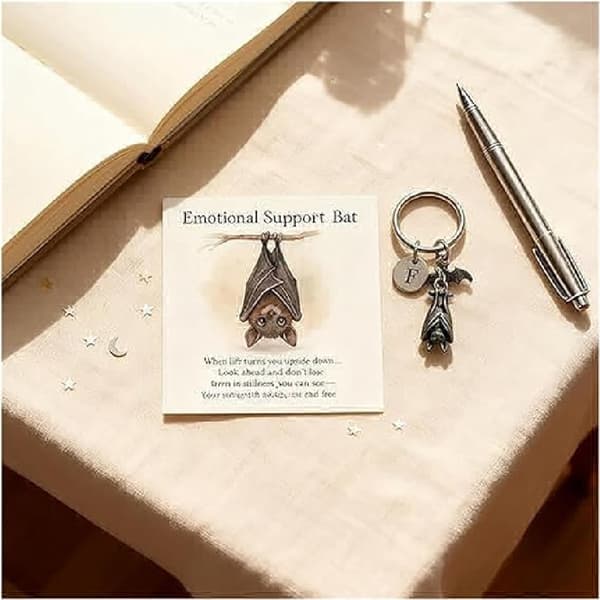 Encouraging Bat Keychain - Thoughtful Handmade Inspirational Keychain Personalized Emotional Support Gift with Bat