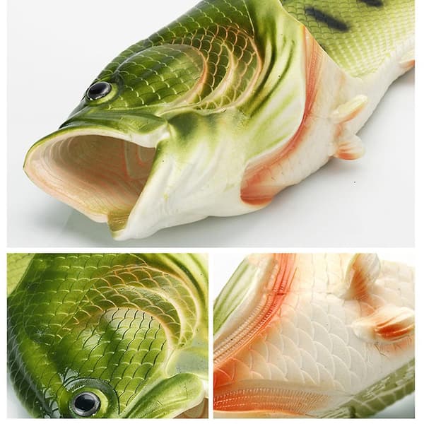 Unisex 3D-simuleringsfisk sandaler klipklappere sort
