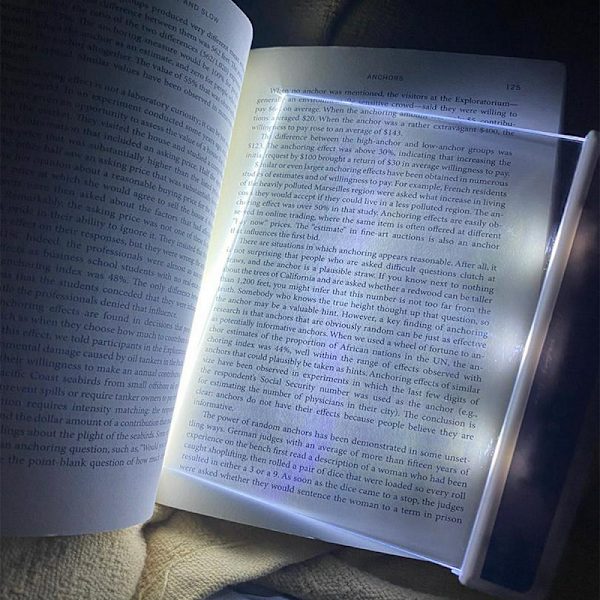 Flat Book Light for Bedtime Reading at Night, Clear LED Book Light Full Page, Lighting Panel, Flat Lamp, Wireless White