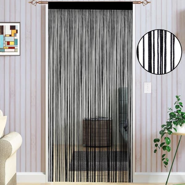 Lankaverho 100x200 cm Musta hapsuverho Ovi-/ikkunaverho Polyesteri