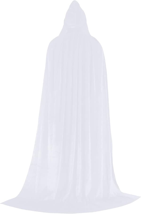 Hodeplagg kappe vampyr heks lang kappe unisex voksen cosplay kostyme hvit one size White One Size