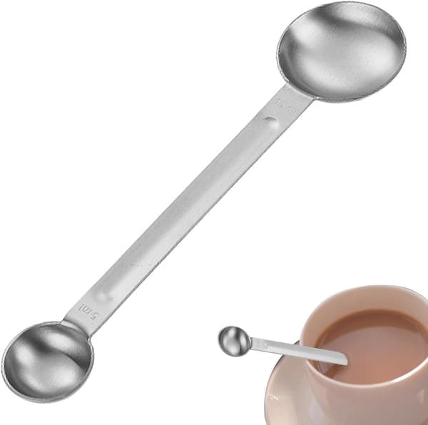 Kaffeskje for malt kaffe - Rustfritt stål | Multifunksjonelle kaffeverktøy for måling og stamping Sølv Silver