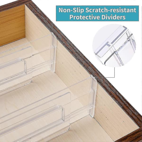 Drawer Dividers 8-Pack, Adjustable 3.2 inch High Expandable from 11-20.6 inch Kitchen Drawer Organizer