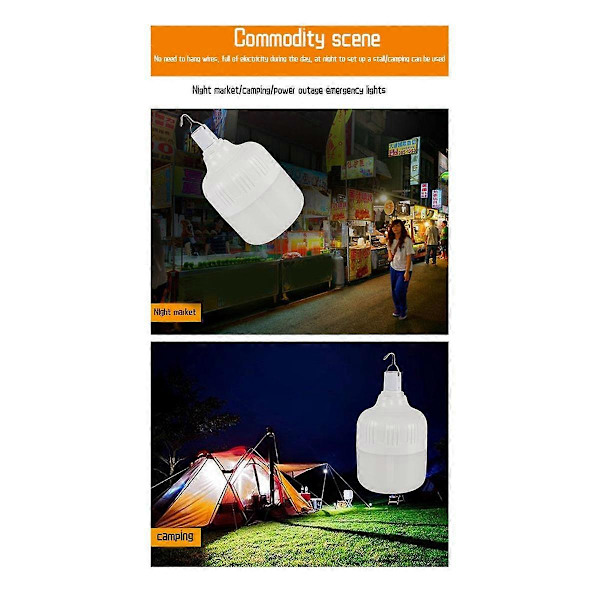 430W Camping-lamppu, 5 valaistustilaa, ripustettava telttalamppu, hätävalo, LED, USB ladattava Ni