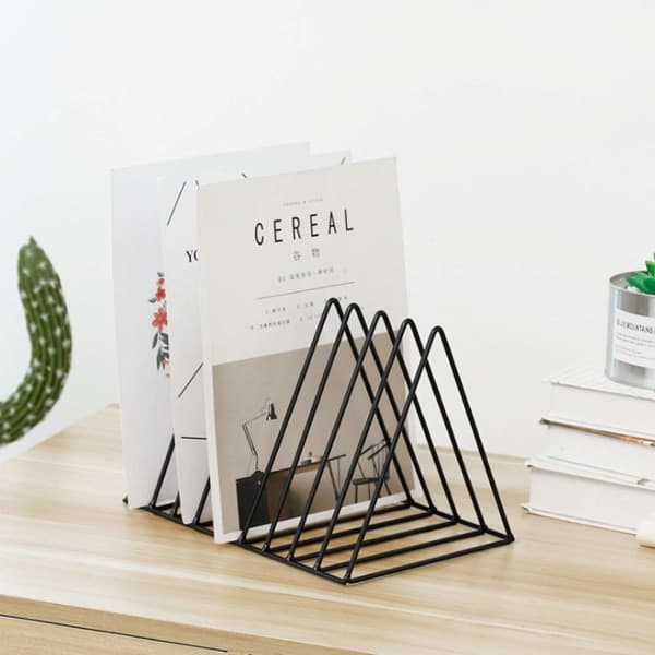 Triangular Desktop Storage, 9 Compartment Metal Record Holder, Freestanding Vinyl Rack, Document Rack, Multifunctional Organizer Bookshelf