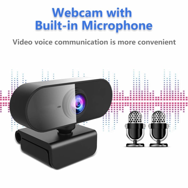 2K HD webbkamera med mikrofon och ringljus - Skydd och stativ, vidvinkel för PC/MAC/Laptop/Stationär, YouTube, videosamtal, studier, PS4