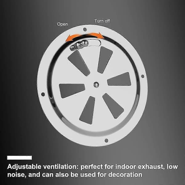 2 stk. Runde Ventilationsriste 125 mm Rustfrit Stål Justerbar Lufttilførsel
