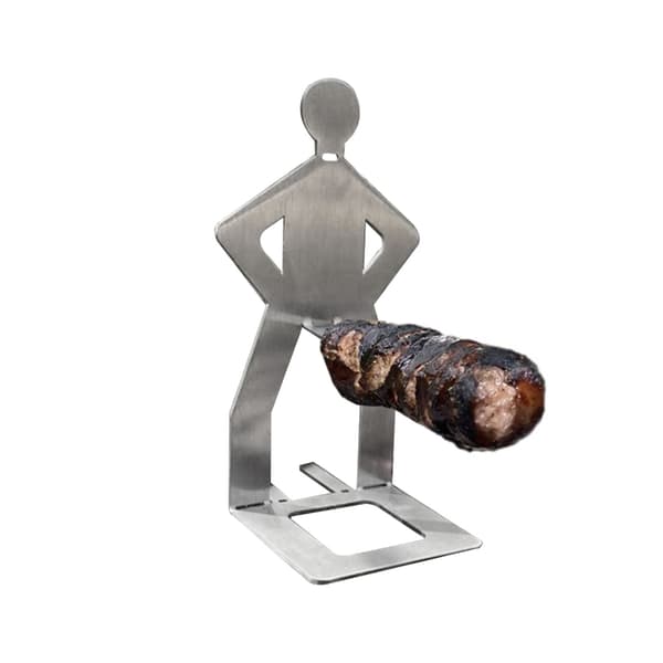 Korvhållare för Korvställ Bärbart BBQ Grillställ i Rostfritt Stål, 27x7x7 cm