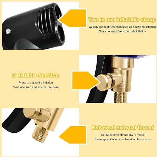 2 pieces bicycle pump nozzle, pump nozzle, valve pump adapter (2 in 1, can deflate air)