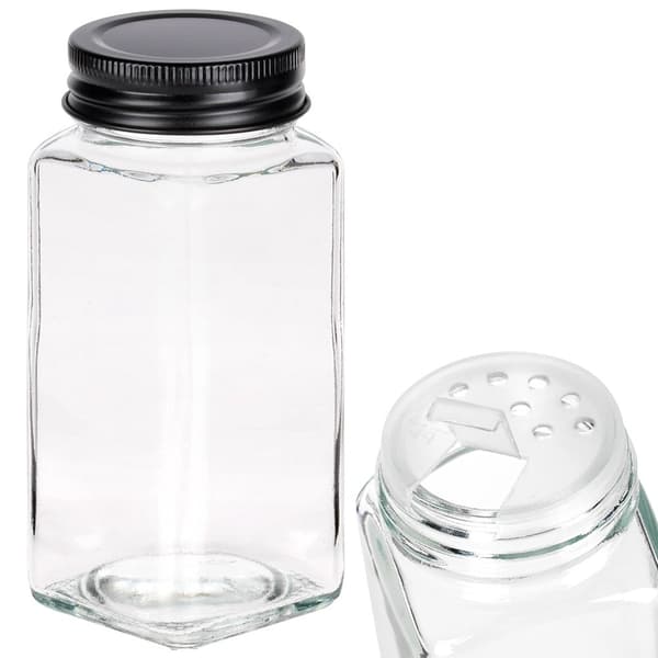 Krydderiglas med sorte låg, 120 ml, 24-pak