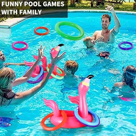 15 stk. Oppusteligt Flamingo Poollegetøj Ringkastespil