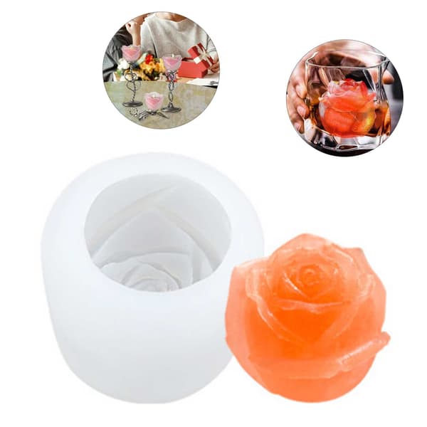 Roseblomst isterningform, silikone, lysfremstilling, sæbe, bagning, hvid
