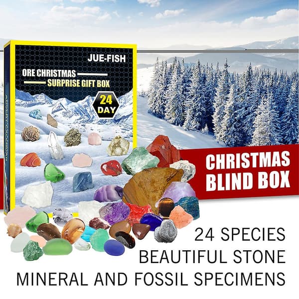 24-dagars julkalender med ädelstenar och kristaller för healing - Advent Blind Box julklapp