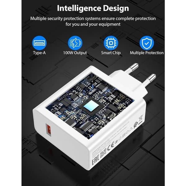 100W hurtiglader for Xiaomi 15T Pro/15 Ultra/POCO X7 Pro & Redmi – Hypercharge Turbolader med 1m 6A USB-C-kabel