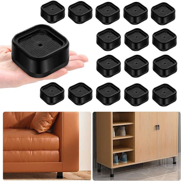 Møbelhøjere, Firkantede Møbelbenhøjere, Sengebenløftere til Borde, Selvklæbende Møbelhøjere til Sofa – Perfekte 32 STK 32PCS 32PCS
