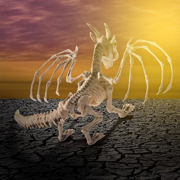 Gotisk drageskelet-dekoration, Halloween bordspynt 33 cm