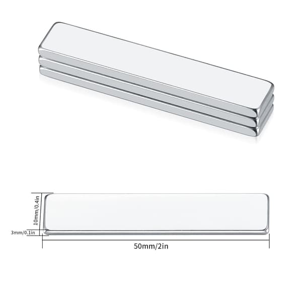 Neodymmagneter i bitar, 50x10x3 mm Super Rektangulära Magneter Magnetiskt Lim, med 4 Bitar Dubbelsidig Tejp