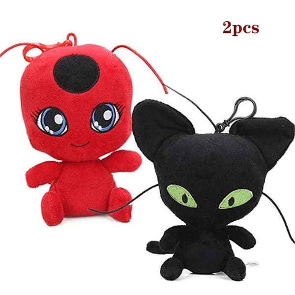 2 stk./sæt Miraculous Ladybug Cat Plagg Plyslegetøj Lady Bug Udstoppede Dyr Dukke