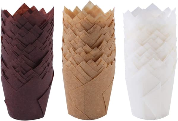 Tulipanformede muffinforme i papir til fest og bryllup