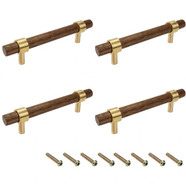 /NN/ Drawer Handle 170 mm Brass Walnut Kitchen Wardrobe Cabinet Hardware Handle Adjustable Hole Spacing with Screw, 4 pcs