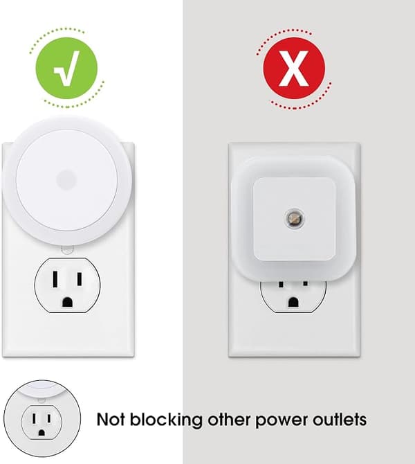 Nattlys for stikkontakt med lyssensor LED, 4-pakning