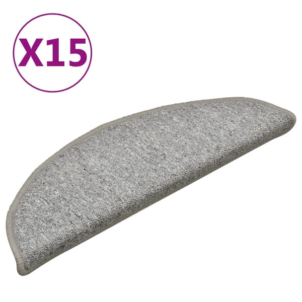 vidaXL Stair Mats 15 pcs Light Grey 56x17x3 cm grå gray